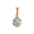 Solitario Colgante de piedra grande verde manzana CZ chapado en oro rosa, oro de 14 quilates