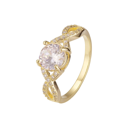 Solitário e anéis de ouro 14K pavimentados