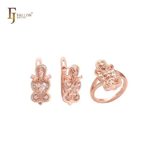 Conjunto de filigrana de oro de 14 quilates con anillos