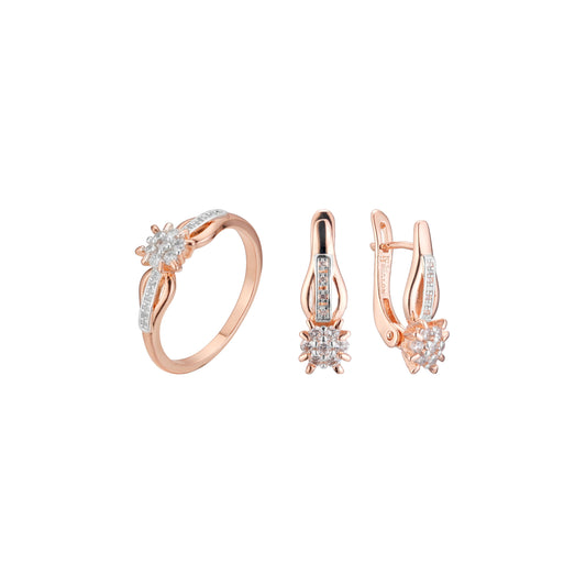 Conjunto de flores de racimo de dos tonos de oro rosa