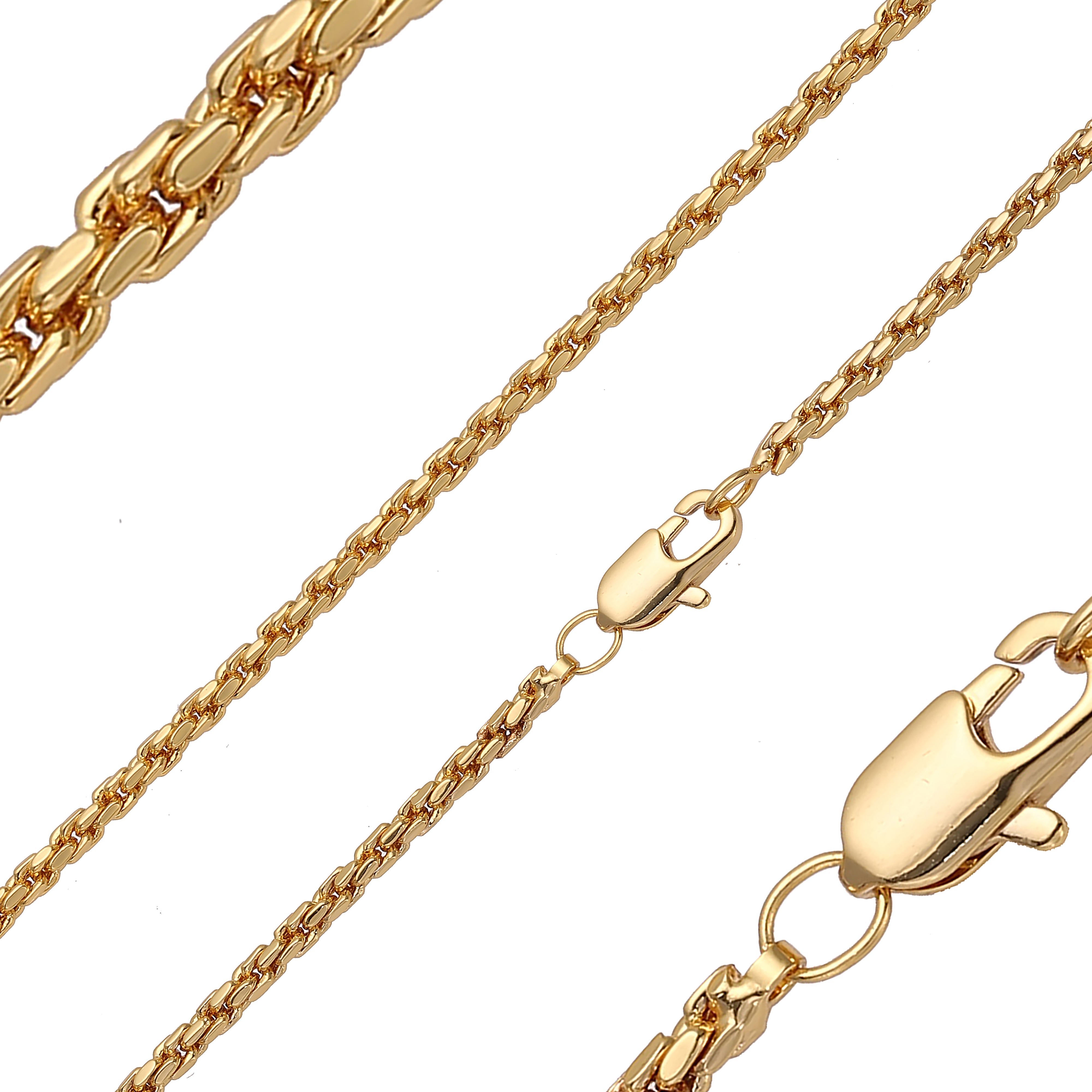 Cadenas de cuerda de oro rosa con corte de diamante y oro de 14 quilates