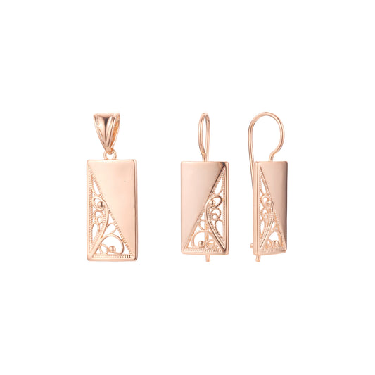 Conjunto de filigrana renacentista de oro rosa