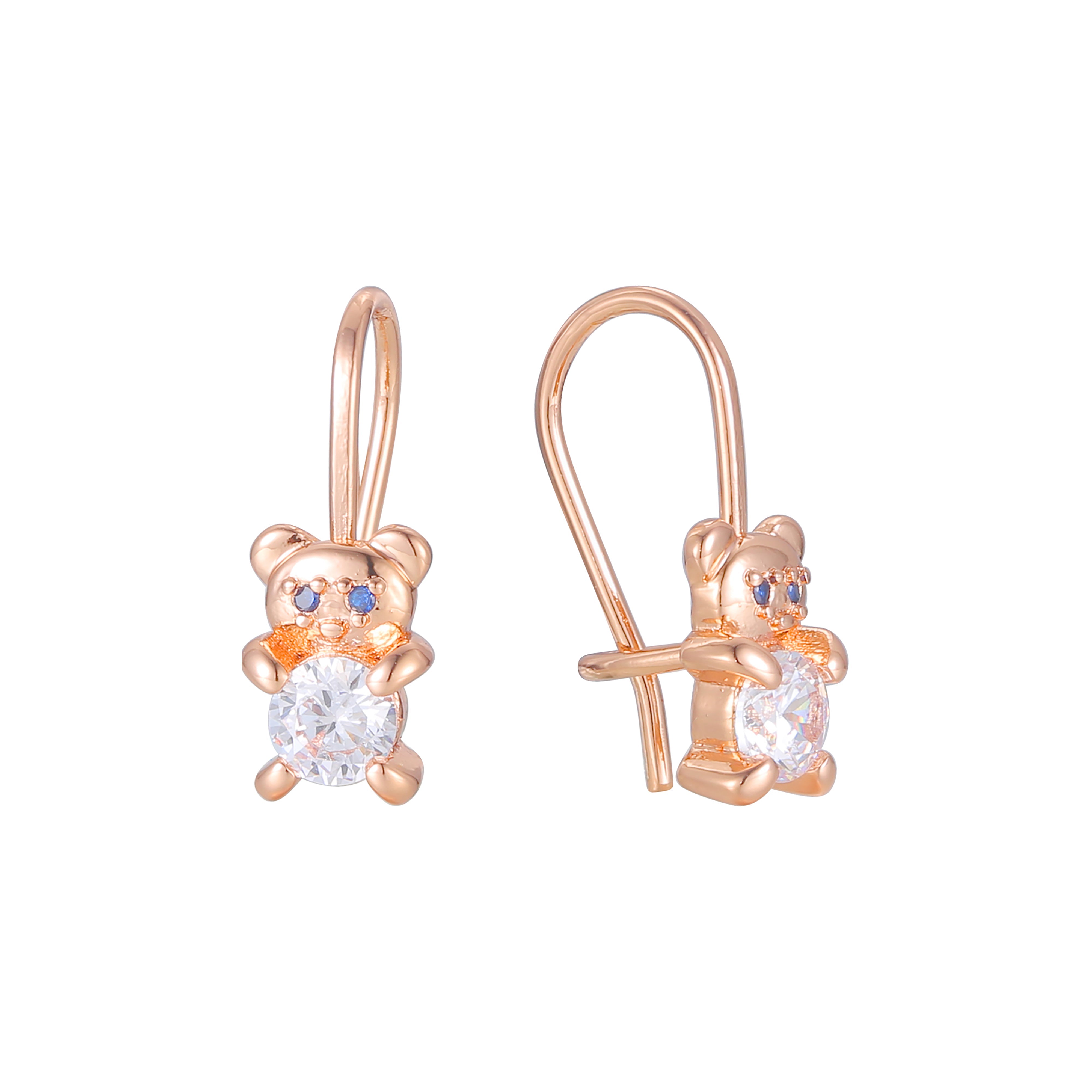 Детские серьги-крючки Bear wire из 14-каратного и Красное золото 585 пробы с двухцветным покрытием
