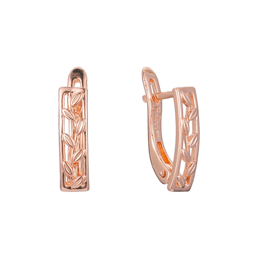 Pendientes Hojas en Oro de 14K, baño de Oro Rosa colores