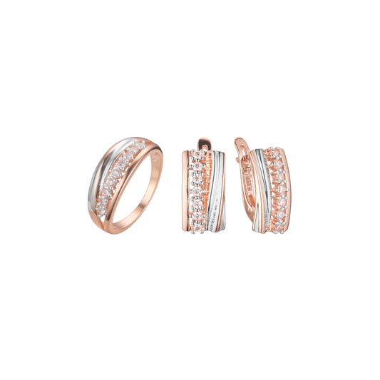 Conjunto de racimo de moda de dos tonos de oro rosa