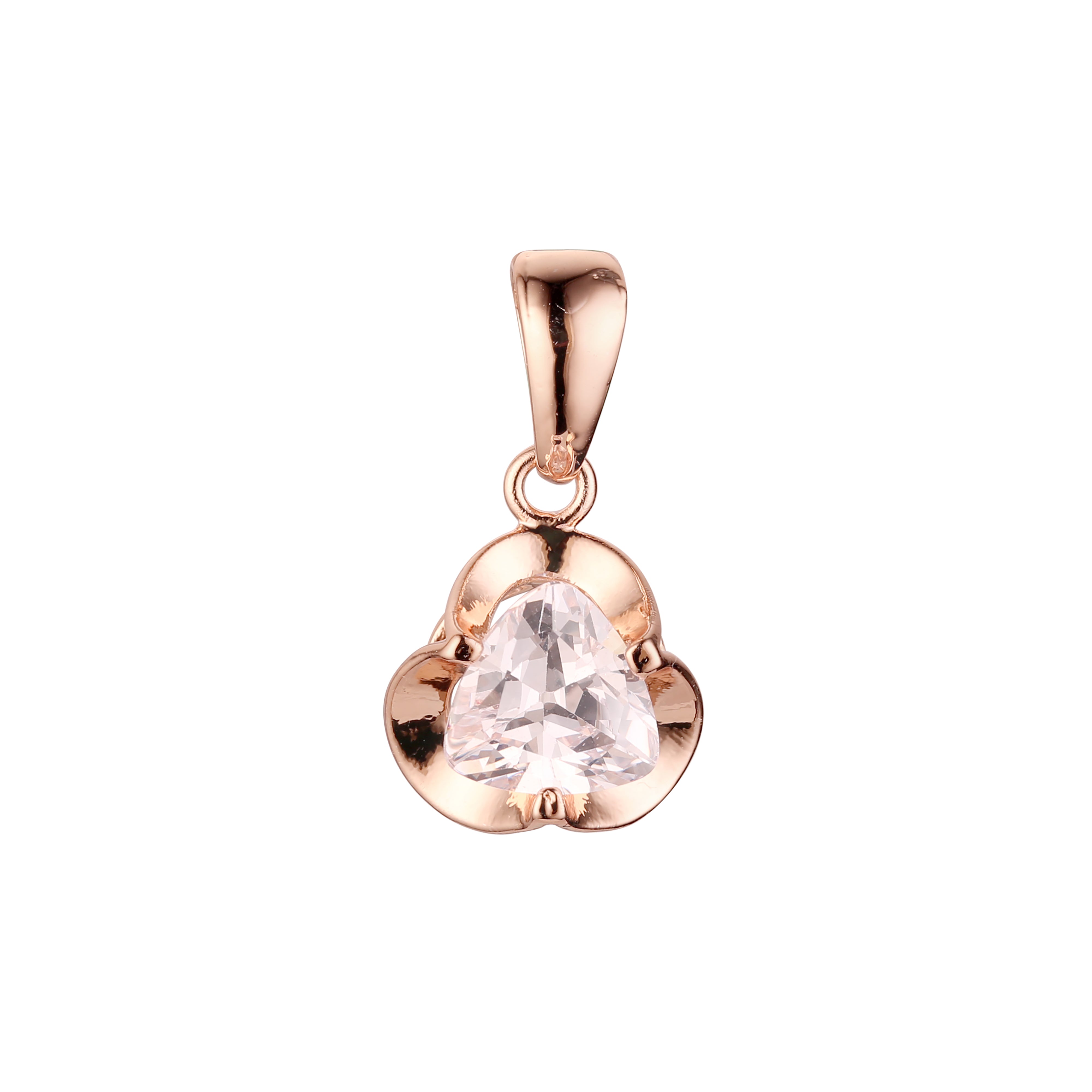 Colgante solitario con circonitas cúbicas de colores en oro de 14 quilates, oro rosa y oro blanco.