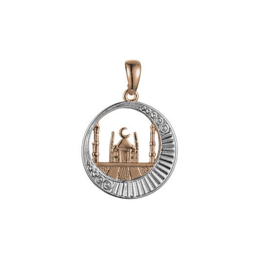 Islamischer Anh?nger des Mondes und des Tempels in den Farben 14 Karat Gold, Ros¨¦gold und Wei?gold