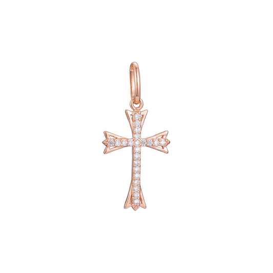 Pingente de Cruz de Malta Latina em ouro rosa de dois tons, cores banhadas a ouro 14K
