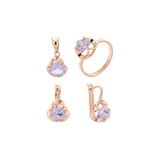 Conjunto de circonitas triangulares con solitario en oro rosa