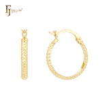 Aros de oro de 14 quilates, oro rosa y oro blanco con textura de cuerda redondeada