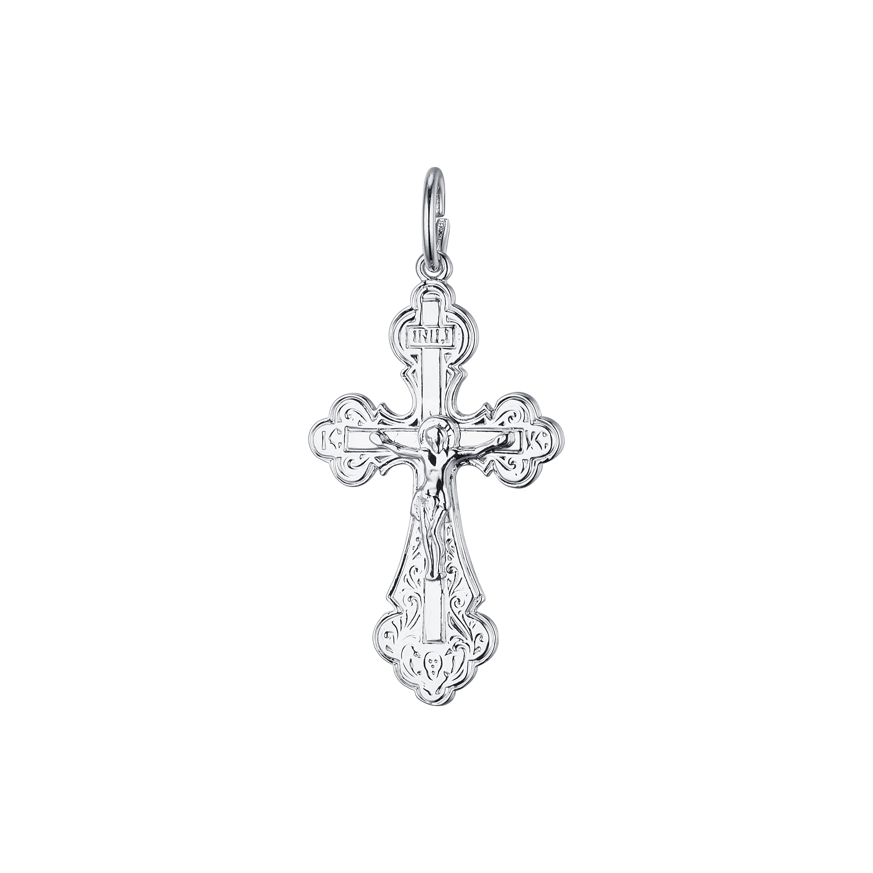Budded Rose Gold Russian Orthodox Cross budded pendant