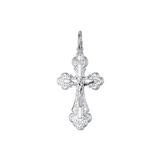 Budded Rose Gold Russian Orthodox Cross budded pendant