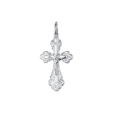 Budded Rose Gold Russian Orthodox Cross budded pendant