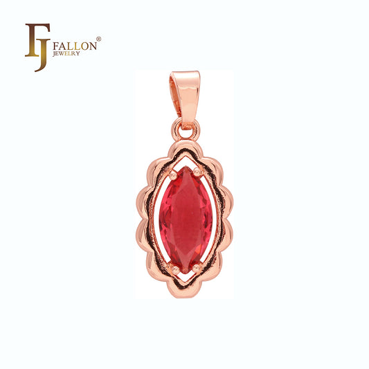 Подвеска Solitaire Marquise из красного или синего фианита из розового золота