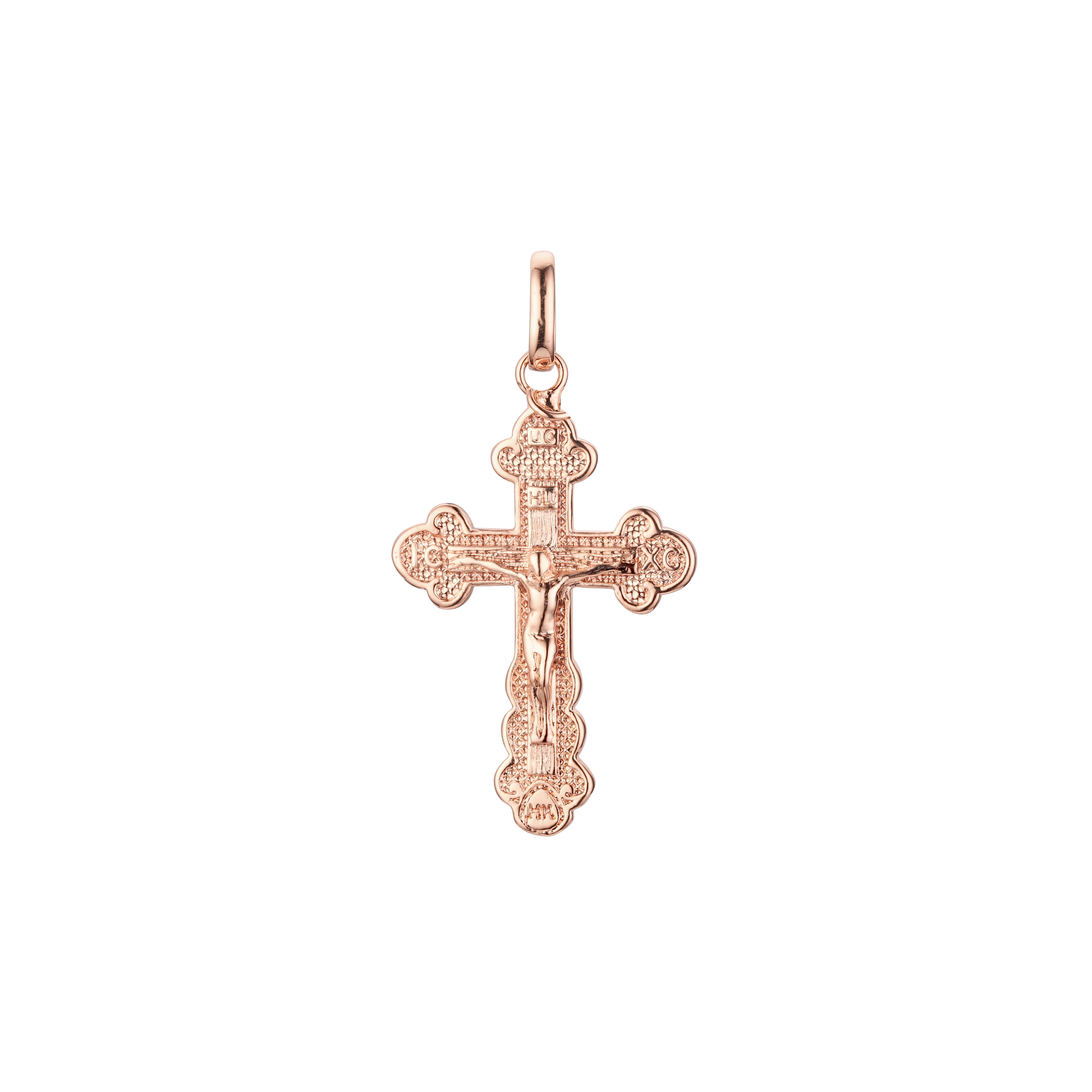 Eastern Orthodox Russian budded pendant in Rose Gold & 14K Gold plating colors