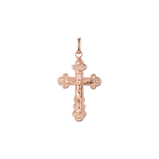 Eastern Orthodox Russian budded pendant in Rose Gold & 14K Gold plating colors