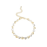 Cadenas de acero con eslabones elegantes de corazón y hojas chapadas en oro blanco, oro de 14 quilates, oro rosa, dos tonos