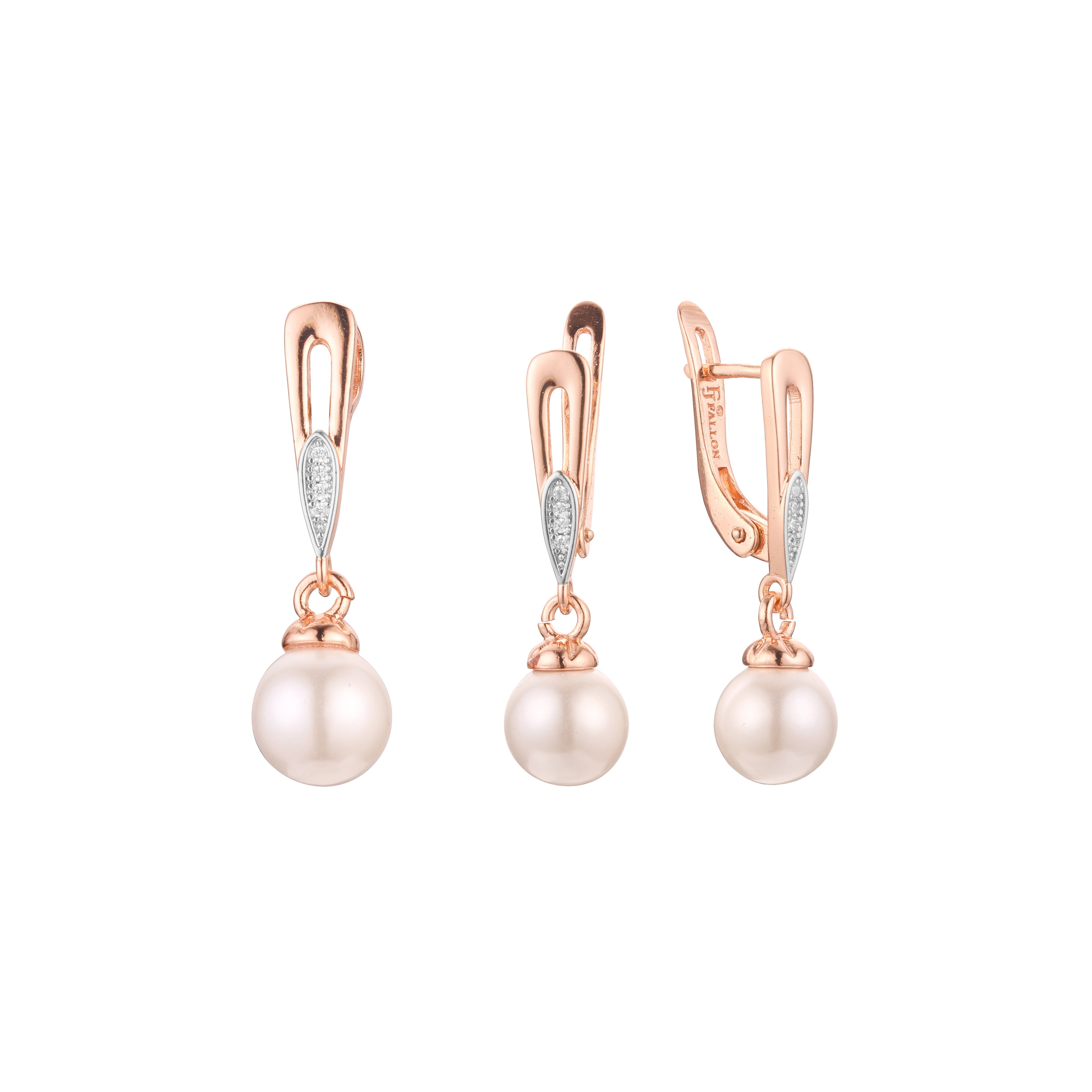 Conjunto pérola de dois tons em ouro rosé