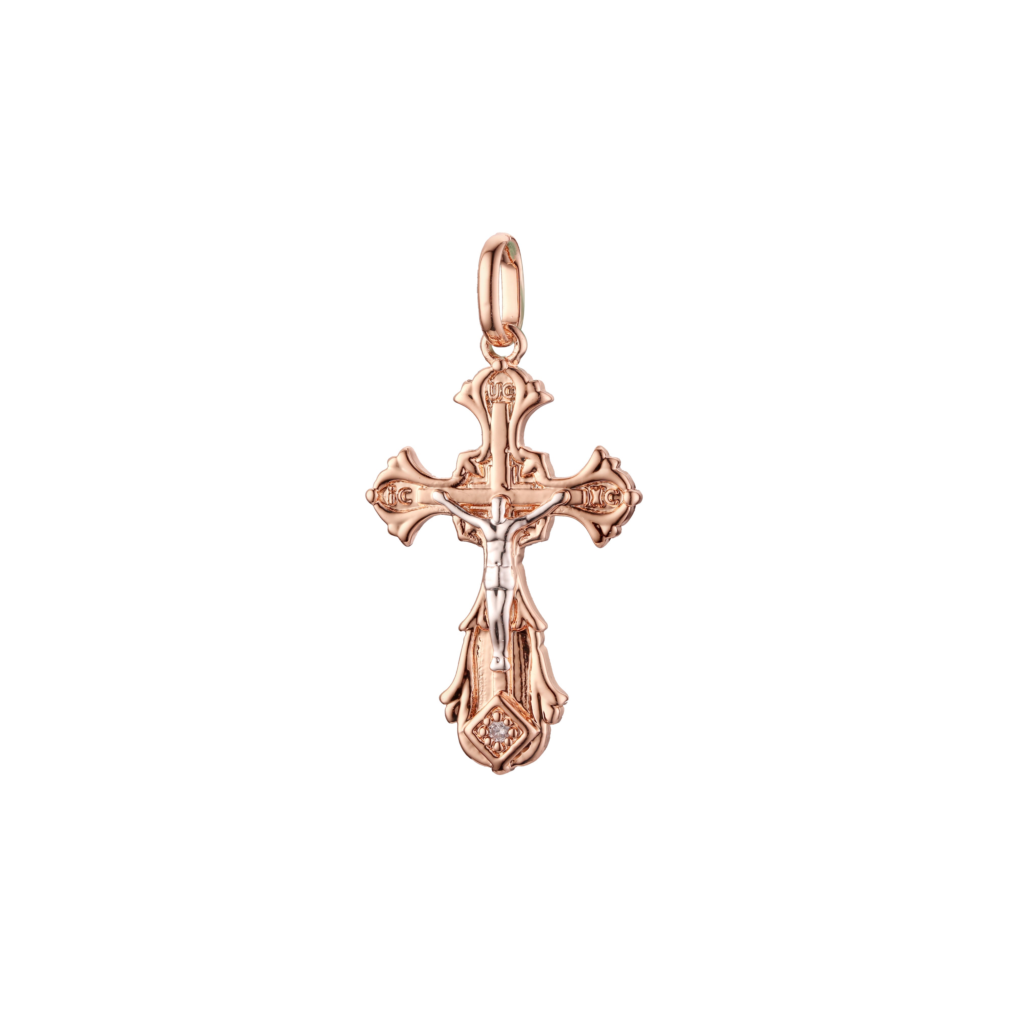 Maltese Eastern Orthodox Russian pendant in Rose Gold two tone, 14K Gold plating colors