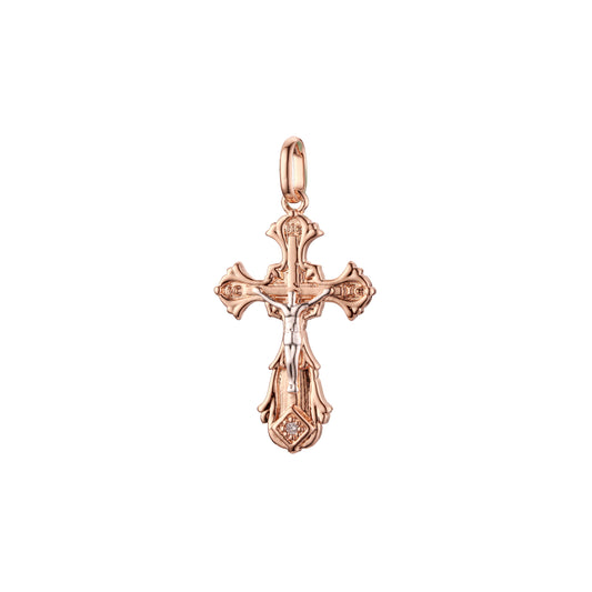 Maltese Eastern Orthodox Russian pendant in Rose Gold two tone, 14K Gold plating colors