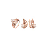 Conjunto de filigrana renacentista de perlas de oro rosa