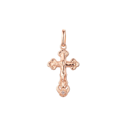 .crucifix Eastern Orthodox Russian 14K Gold, Rose Gold two tone, White Gold pendant