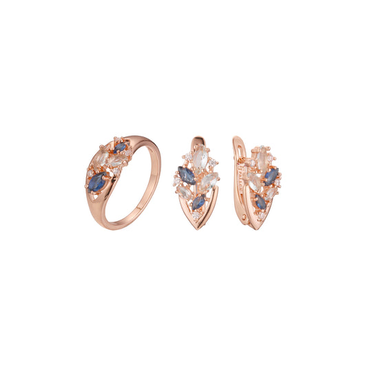 Conjunto de racimo mixto de blanco y azul de oro rosa