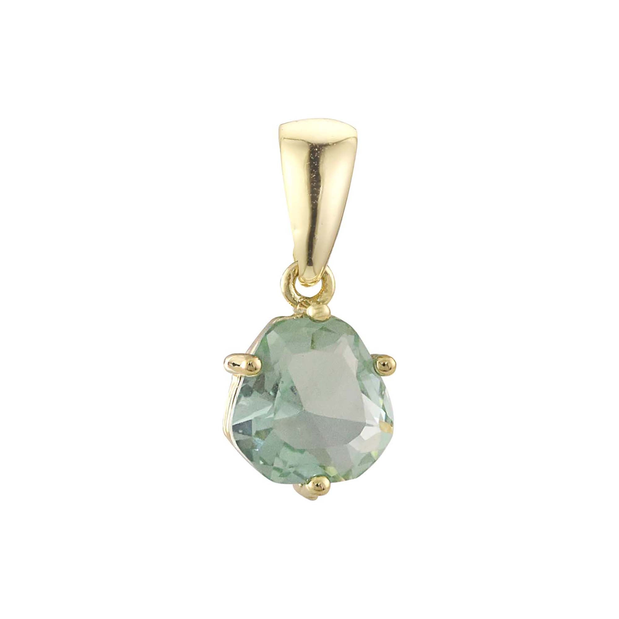 Solitario Colgante de piedra grande verde manzana CZ chapado en oro rosa, oro de 14 quilates