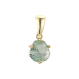 Solitario Colgante de piedra grande verde manzana CZ chapado en oro rosa, oro de 14 quilates