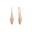 Pendientes largos de gancho de alambre en oro rosa con circonitas blancas en solitario