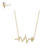Collar de oro de 14 quilates con circonitas blancas pavimentadas con latidos del corazón