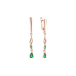 Elegantes pendientes de oro rosa de 14 quilates con esmeralda en racimo