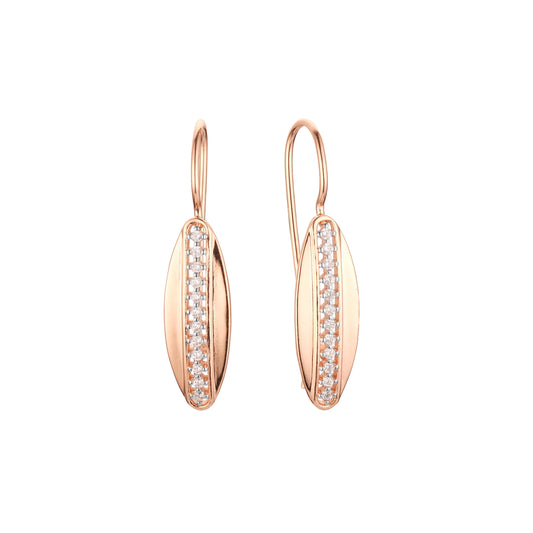 Pendientes de gancho de alambre en oro rosa, baño de dos colores