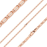Solid rounded snail link center ripple hammered chains plated in Rose Gold, 14K Gold two tone