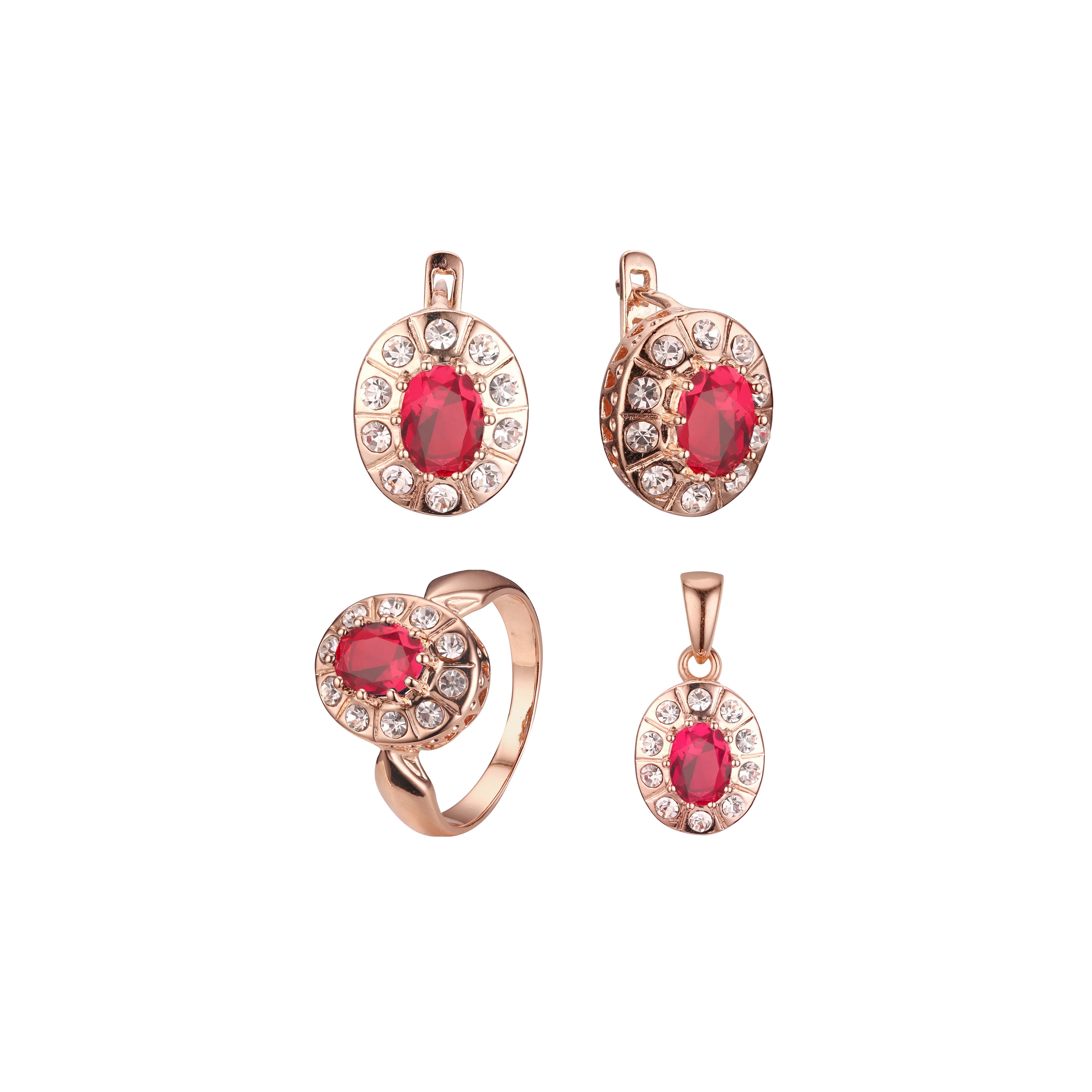 Conjunto Halo chapado en Oro Rosa, bicolor