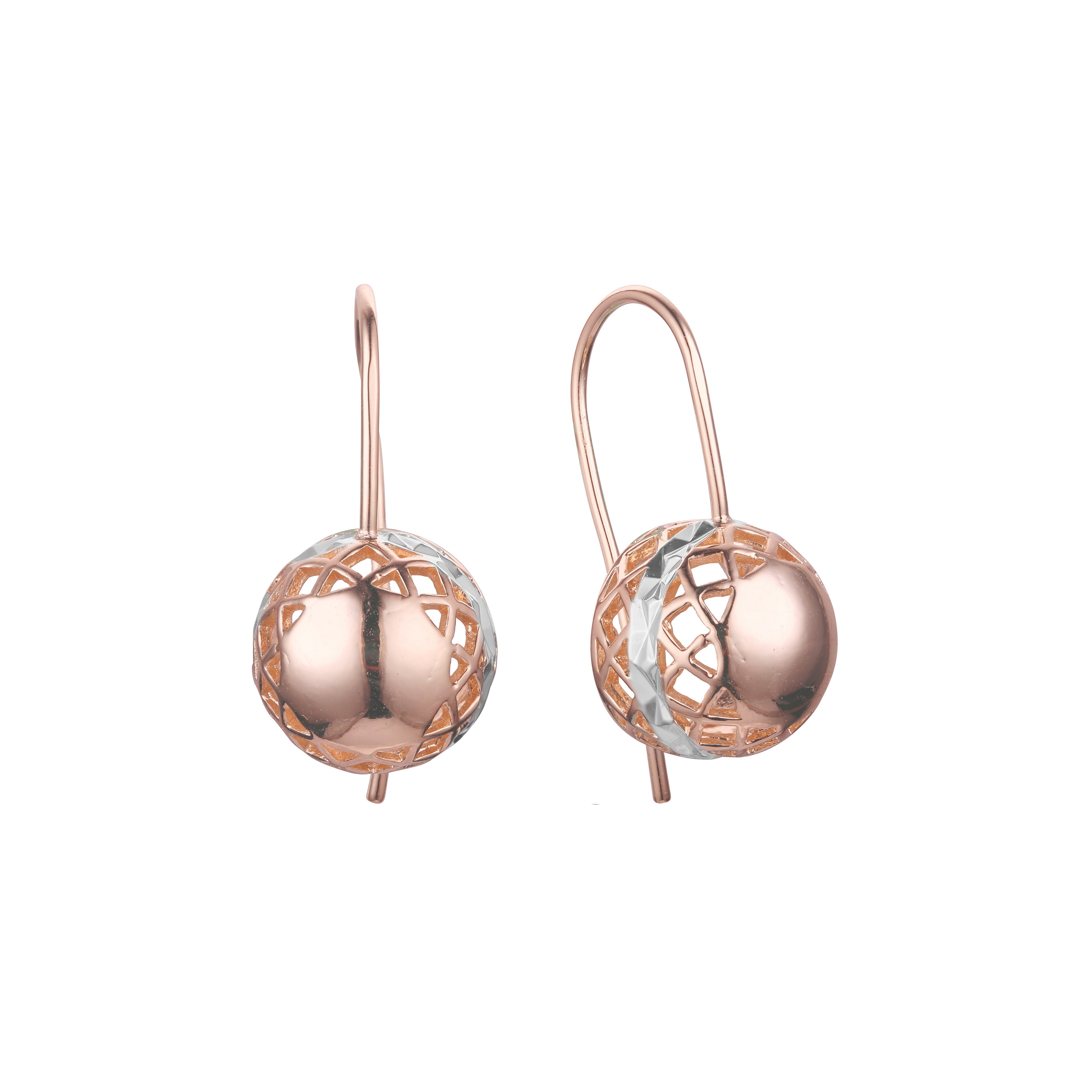 Aretes de abalorios con gancho de alambre farol en Oro 14K, oro rosa, baño de dos tonos
