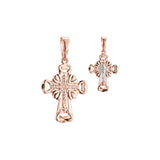 Eastern Orthodox Russian budded pendant in 14K Gold, Rose Gold two tone plating colors