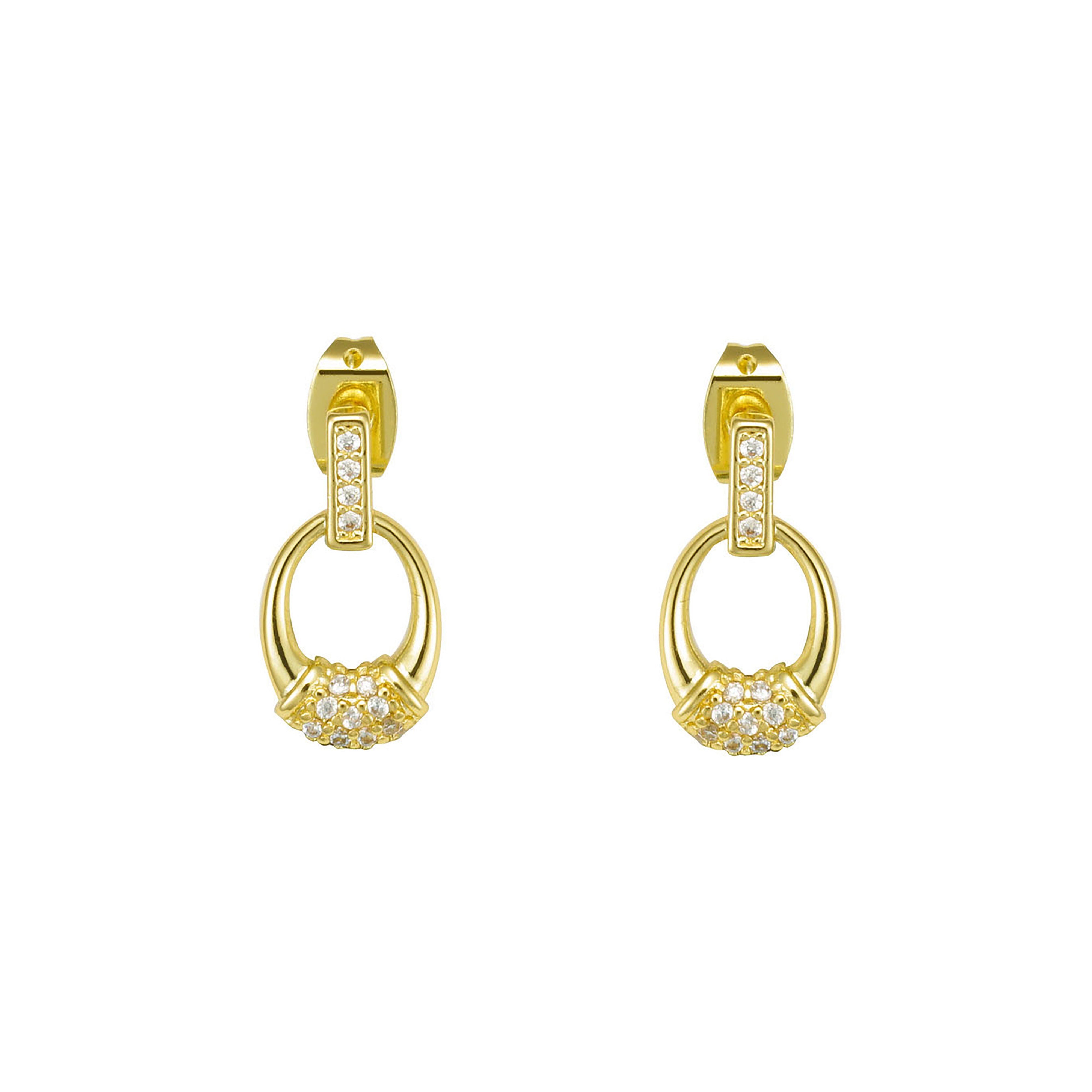 ドロップ ロック スタッド ピアス、14K ゴールド、ローズゴールド メッキ カラー