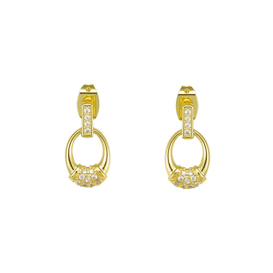ドロップ ロック スタッド ピアス、14K ゴールド、ローズゴールド メッキ カラー