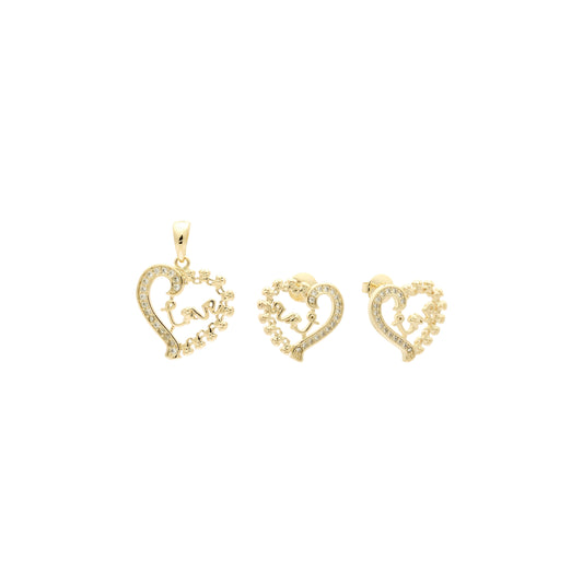 Conjunto corazón y amor enchapado en Oro 14K, Oro Rosa