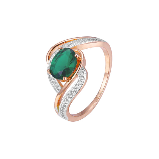 Solitario bicolor en oro rosa con grandes piedras