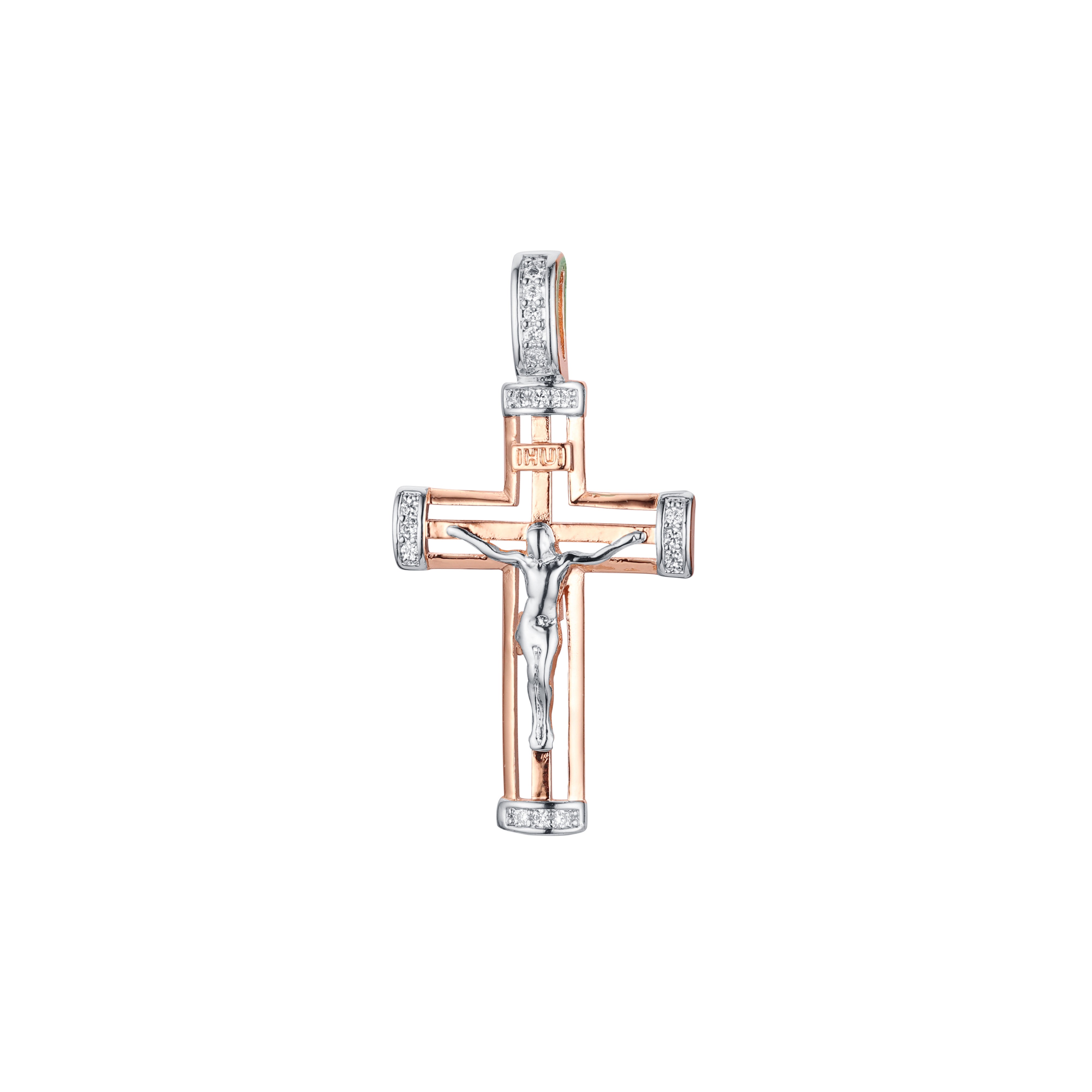 Eastern Orthodox Russian pendant in Rose Gold two tone, 14K Gold
