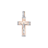 Eastern Orthodox Russian pendant in Rose Gold two tone, 14K Gold