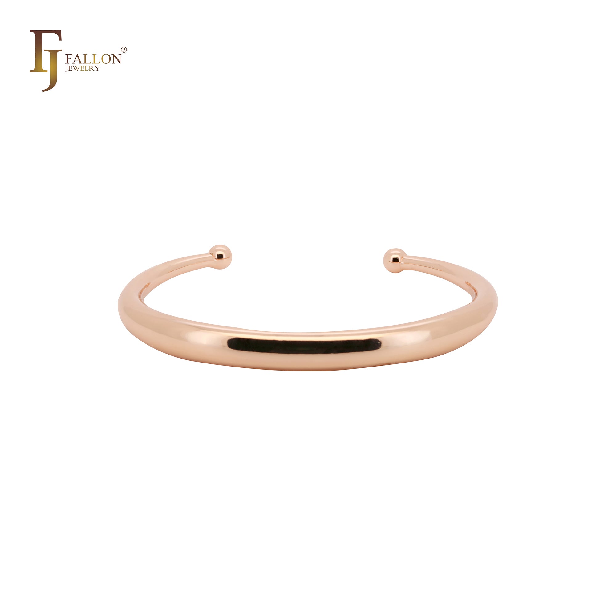 Pulseras tipo brazalete abiertas con cuentas de oro de 14 quilates, oro rosa y oro blanco de forma sencilla