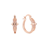 14K ゴールド、ローズゴールド メッキ色のフープ イヤリング
