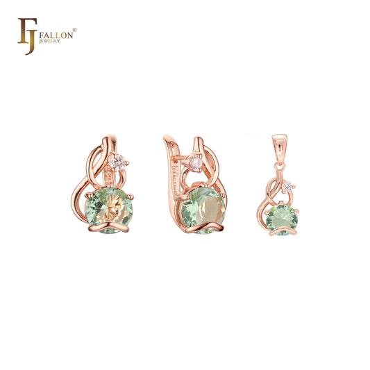 Conjunto de oro rosa con colgante