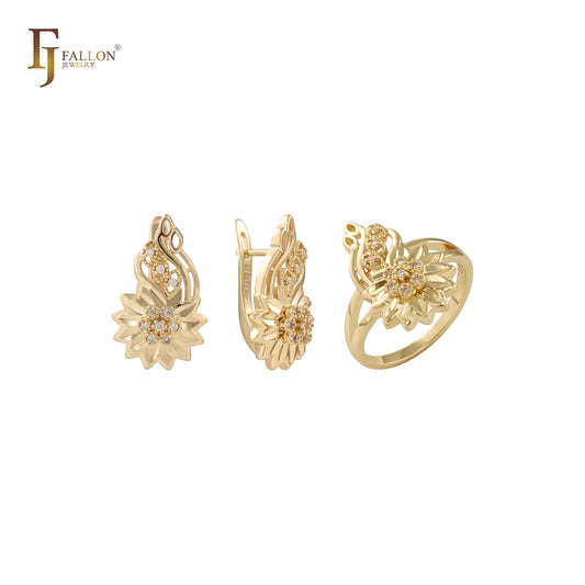 Conjunto de filigrana de oro de 14 quilates con anillos