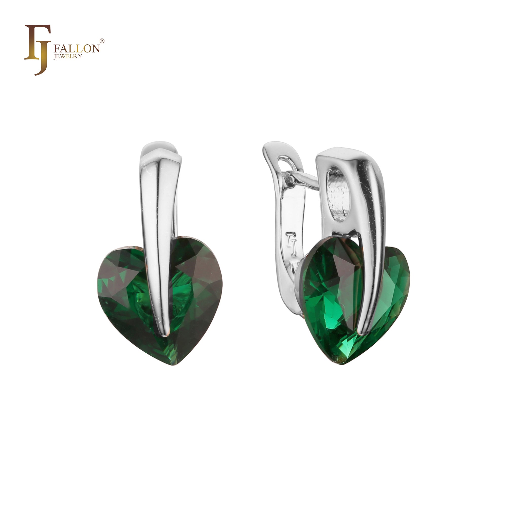 Pendientes de oro de 14 quilates, oro rosa y oro blanco con circonitas cúbicas de colores y corazón solitario.