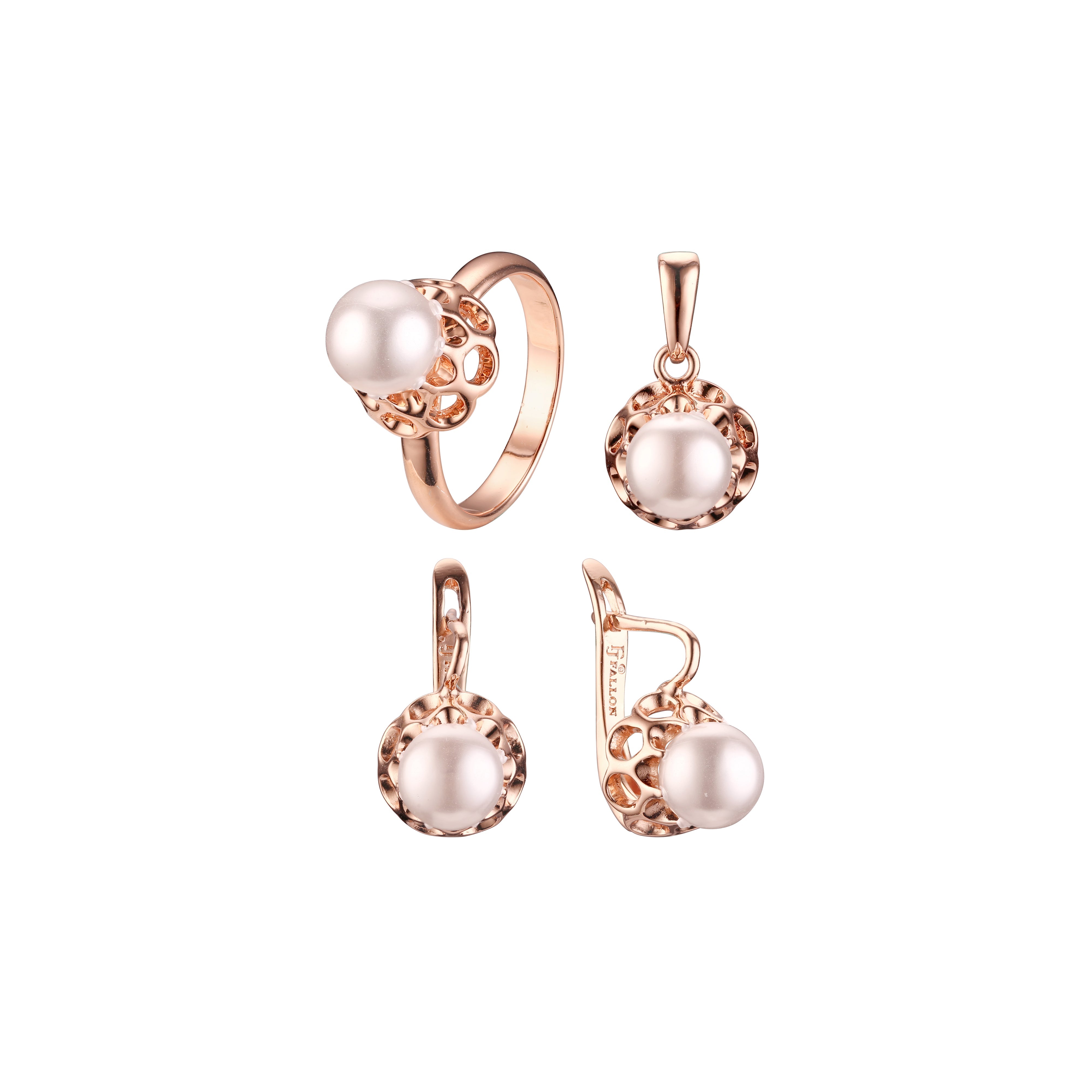 .Solitario minimalista con flor de perla bañado en Oro 18K, Oro Rosa