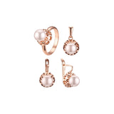 .Solitario minimalista con flor de perla bañado en Oro 18K, Oro Rosa